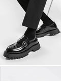 Men Harajuku Korean Style Streetwear Business Casual Thick Platform Leather Wedding Loafers Shoes Male Leather Shoe Man aidase-shop