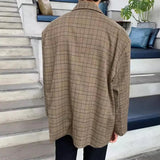 AIDASE  -  Men Blazer Plaid Lapel Long Sleeve Button Casual Suits Men Streetwear 2025 Autumn Fashion Leisure Male Coats S-5XL aidase-shop