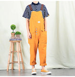 AIDASE  -  Men Y2K Fancy Color Bib Overalls Loose Pockets Cargo Cotton Pants Casual Plus Size Jumpsuits Coveralls aidase-shop