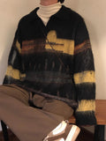 AIDASE  -  Retro American Lazy Sle Knitted Sweater ex Worn Design Loose Casual  Ne Striped Sweater Soft Fine Yarn Long Sve aidase-shop