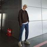 AIDASE  -  Autumn Crew Neck Solid Color Pullover Sweaters For Men Casual Y2K Knitted Sweater High Street Fashion Jumpers Hombre aidase-shop