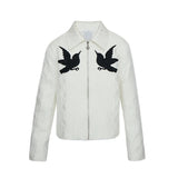 Aidase American Trend Jacket For Men Bird Embroidery jacquard Y2K Tops Coat Fall Fashion Loose Lapel Jackets Outerwear Streetwear