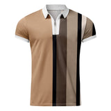 AIDASE  -  Male Summer Striped Splice Print T Shirt Turn Down Short Sleeve Tops T Shirt Mens Small T Shirts Male Tshirt Summer Ropa Hombre aidase-shop