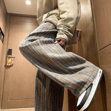 Aidase Wool Men's Pants Autumn and Winter Thickened High Waisted Small Leg Pants Casual Business Striped Contrast Wool Pants Warm aidase-shop