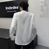 AIDASE  -  Korean Style Men's Shirt Fake Two-piece Design Single Breasted Men Lace Button Shoulder Pad Long Sleeve Shirts New 9W3092 aidase-shop