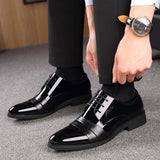 Aidase Social Shoe for Men Casual Business Patent Leather Dress Shoes Man Bright Upper Pointed Toe Trend Office Suit Footwear New aidase-shop