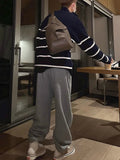 AIDASE  -  Winter Thiened Knitted Stripe Sweater Men Outerwear Lazy Zipper Collar Knitted Jaet Faion College Sle Youth Vitali aidase-shop