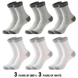 AIDASE  -  6 Pairs/lot Men's Sports Socks Autumn Winter 100% Cotton Running Black Sports Hiking Socks Black White Gray Male Long Tube Socks aidase-shop