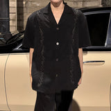 AIDASE  -  Embroidered Fashion Men Shirt Versatile Short Sleeve V-neck Single Breasted Design Loose Men Tops Summer Menswear aidase-shop