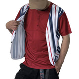 AIDASE  -  Summer Men's Casual Vertical Striped Fake Two-Piece Slim-Fit V-Neck Button T-Shirt aidase-shop