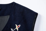 AIDASE  -  Retro Pattern Embroidery Corduroy Vest Coat Men Spring Fashionable Button-up V Neck Waistcoats Mens Casual Sleeveless Cardigans aidase-shop