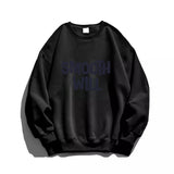 AIDASE  -  Korean Simple Letter Sweatshirt for Women Spring Autumn Thin Loose Long Sleeve Pullover  Lady Casual O-Neck Tops aidase-shop