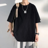 AIDASE  -  Summer Pattern Printing Solid Color T-shirt Trend Cotton Linen Round Neck Short-sleeved Loose Breathable Couple Models TEE aidase-shop
