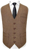 Aidase Men's Suit Vest V Neck Herringbone Tweed Business Waistcoat For Wedding Men Vests Groomman Clothing Jacket Victorian Steampunk aidase-shop
