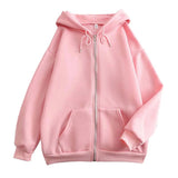 AIDASE  -  Unisex Hooded Sweatshirts Zippered Solid Color Sweatshirts Loose Trendy Couple Hoodie Jackets Comfortable Hoodies for Men aidase-shop