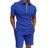 AIDASE  -  Men's Summer Suits Solid Color Waffle Lapel Slim-fit Short Sleevett-shirt Casual Fashion Men's Clothing aidase-shop