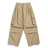 Aidase Men Green Khaki Multi-pocket Overalls Mens Loose Wide-leg Streetwear Cargo Pants Casual Straight Plus Size Trousers Boys S-XXL aidase-shop