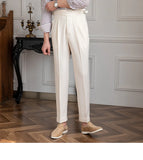 Aidase Spring Business Versatile Belt Trouser Gentleman Paris Button Pant Fashion Men Dress Pant High Waist Straight Pants Men aidase-shop