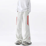AIDASE  -  Korean Fashion Spring Autumn Preppy Pants Now Side Striped Casual Sweatpants Letter Printing Elastic Waist Wide Leg Trousers aidase-shop