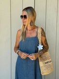 AIDASE  -  Solid Loose Denim Camisole Maxi Dress Women Casual Daily Commuting Sleeveless Backless Long Dresses 2025 Summer Outdoor Vestidos aidase-shop