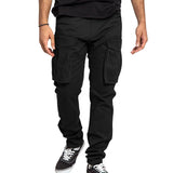 AIDASE  -  Spring Autumn Casual Pants Men Solid Color Cargo Pants Drawstring Multi Pocket Jogging Sports Mens Outdoor Straight Trousers aidase-shop