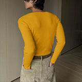 AIDASE  -  Men T Shirt Solid O-neck Long Sleeve Knitted Men Clothing Streetwear 2025 Button Spring Autumn Fashion Casual Tee Tops aidase-shop