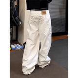 AIDASE  -  Plus Size American Embroidered Wide Leg Jeans Women Casual Straight Fit Loose Long Pants Vintage Versatile Slimming aidase-shop