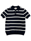 AIDASE  -  Stylish Striped Knitted Polo Shirt Men Vintage Buttoned Lapel Jumpers Summer Stylish Mens Short Sleeve Slim Polos Knitting Tops aidase-shop