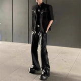 AIDASE  -  American Retro High-End PU Leather Casual Pants Men's Niche Design Loose Wide Leg Versatile Long Trousers aidase-shop