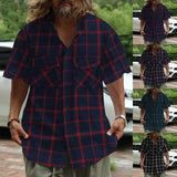 AIDASE  -  Men's viral trends Plaid-stitched button-down casual sports short-sleeved shirt
