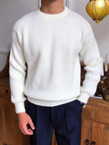 AIDASE  -  Leisure Knitting Sweaters For Mens Fall Winter Casual Texture Knit Bottoming T Shirt Fashionable Solid Color Crew Neck Sweater aidase-shop
