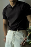 AIDASE  -  Summer Lightweight  Knitted Shirt Short Sleeve Turn-down Collar Men's Business Casual  Color American Retro T-shirt aidase-shop