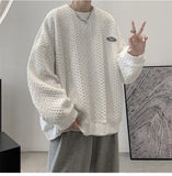 Korean Men Sweatshirts Hip Hop Solid Color Basic O Neck Oversized Pullovers  Autumn Fashion Casual Long Sleeve Tops aidase-shop