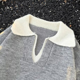 AIDASE  -  Spring Autumn New Casual Mens Sweater Polo Shirts Long Sleeve Patchwork Turn-down Collar Jumper Tops Men Knitting Sweaters aidase-shop