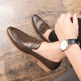 AIDASE  -  Men Business Loafers Black Brown British Casual Soled Heel Fashion Brand Leather Shoes American Banquet Shoes Men aidase-shop