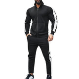AIDASE  -  Spring Autumn Men's 2-Piece Set Color Blocking Zipper Stand Collar Casual Sports Jacket Sweatshirt Trousers Suit aidase-shop