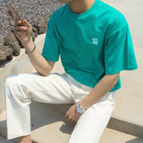 AIDASE  -  Summer New Man Ins Korean Streetwear Elegant Tees Casual Fashion High Street Cotton Loose Half Sleeve O-Neck T-shirt HK5146 aidase-shop