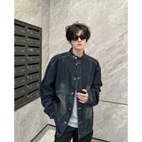 AIDASE  -  Retro American Waed Heavyweight Denim Jaet Loose Casual Stand Collar for Men And Women Spring Street Sle Trendy Coat aidase-shop