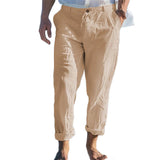 AIDASE  -  Vacation Beach Stylish Casual Pants Mens  Spring Summer Leisure Loose Straight Linen Trousers Men Fashion Solid Color Pants aidase-shop