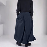 AIDASE  -  Men Wide Leg Pants Solid Color Elastic Waist Joggers Trousers Men Pleated Streetwear Baggy Fashion Casual Pants aidase-shop