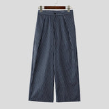 AIDASE  -  Men Striped Pants Button Joggers Loose Casual Wide Leg Trousers Men Streetwear Fashion Leisure Long Pants S-5XL aidase-shop