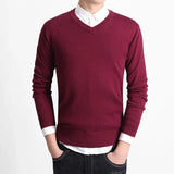 AIDASE  -  Slim Fit V-Neck Pullover Sweater Casual Business Men's Shirt Inner Wear Autumn Collection Fashionable Youth Solid Color Base Lay aidase-shop