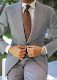 AIDASE  -  Modern Grid Men Suits 2 Piece Coat Pants Groom Gentleman Suit Business Blazer Pants Wedding Prom Party Jacket Size Customized
