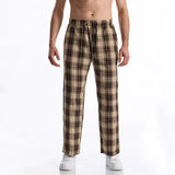 AIDASE  -  Men's Casual Plaid Yoga Pants Straight Leg Home Leisure Trousers Summer New Arrival Sport Style Comfortable Men's Long Pants aidase-shop