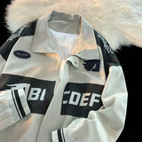 American Vintage Racing Jacket Men Cycling Lapel Jacket Women BF Letter Varsity Coat Oversize High Street Vibe Baseball Uniform aidase-shop