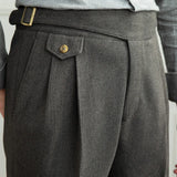 Aidase Autumn Winter Men's Warm Retro Straight Trouser Male Casual British High Waist Pants Office-trousers Dress Pant Trousers aidase-shop