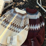 AIDASE  -  New Casual Mens Knitting Sweater Autumn Winter Daily Leisure Mens Knitted Jumper Tops Men Vintage Geometric Jacquard Sweaters aidase-shop