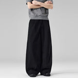 AIDASE  -  American New Fashion Men's Washed Cotton Solid Color Casual Trendy Daily Loose Simple Basic Wide Leg Trousers Male Pants aidase-shop