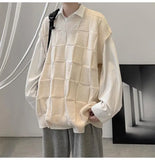 Aidase Spring Autumn Fashion Solid Casual Pullover Tess Vest Men Loose Knitted Top Student Preppy Style Sweater Gentle Retro Patchwork aidase-shop