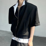 AIDASE  -  Summer Short Sleeve Lapel Zip-up Cardigan Fashion Contrast Color Men Shirt Streetwear Daily Casual Men's Patchwork Shirts aidase-shop